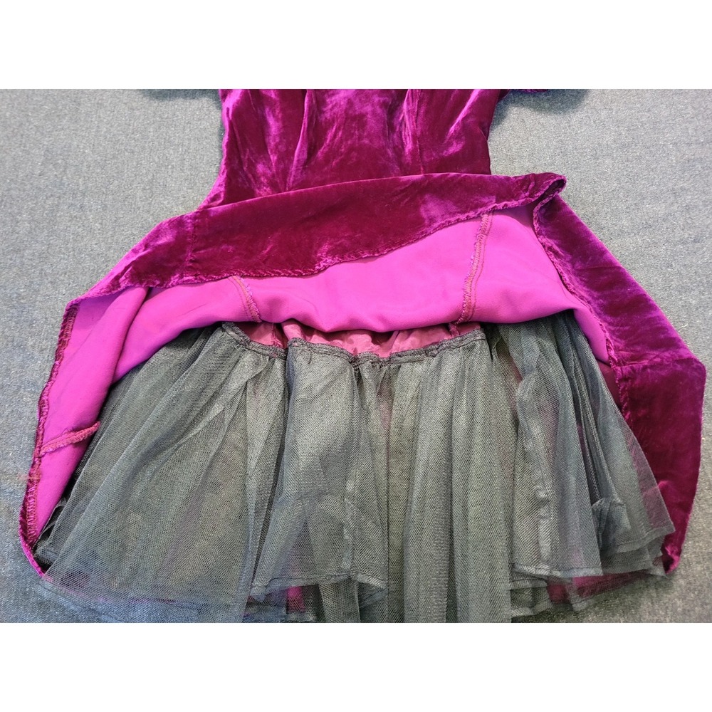 Vintage 80s Off The Shoulder Fit Flare Mini Dress Magenta Size XS Poofy Party - Picture 12 of 15